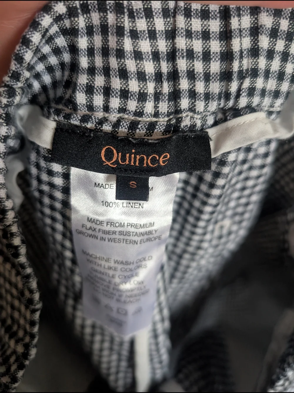 Quince 100% European Linen Gingham Pants Small